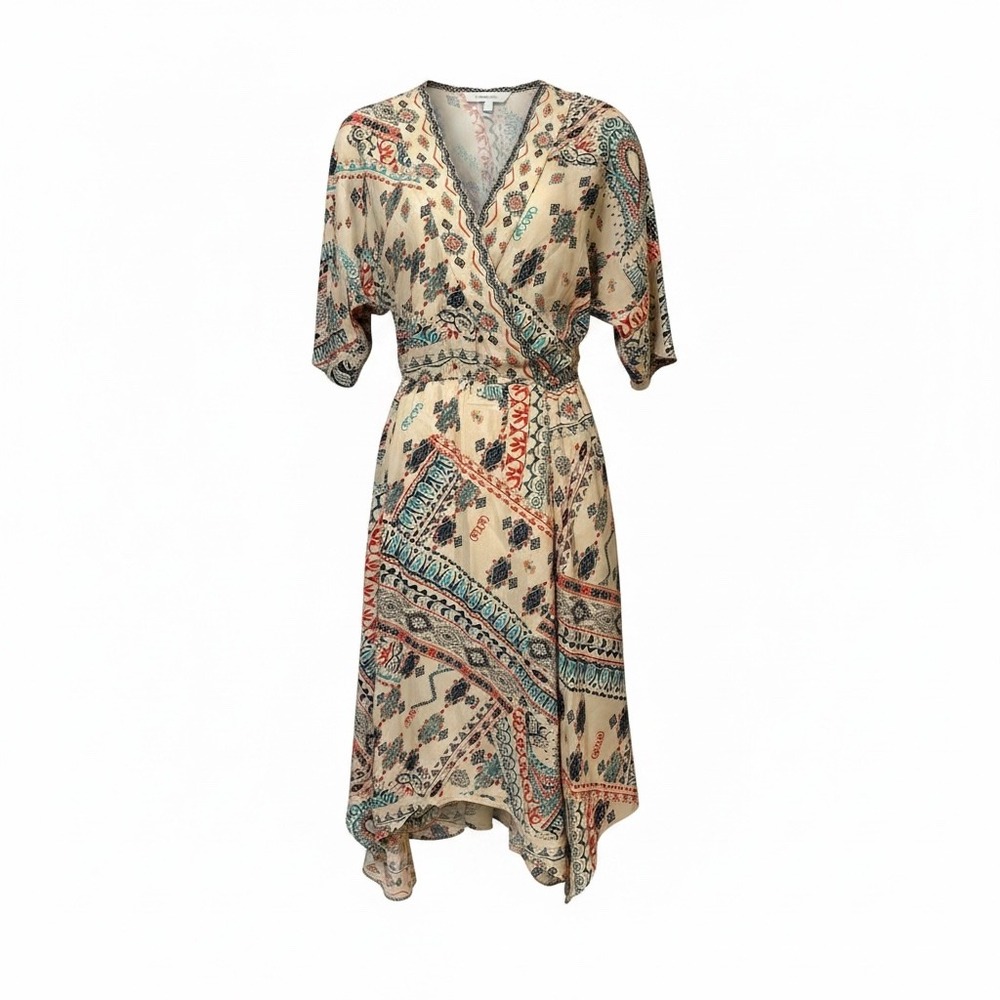 ECI New York Womens Small Geometric Tribal Print Handkerchief Midi Dress